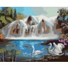 Haft diamentowy - ŁABĘDZIE NA JEZIORZE I WODOSPAD (D. RUSTY RUST)