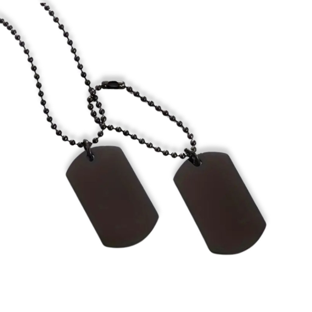 DOG TAG - Čierny army set s retiazkou z chirurgickej ocele  | Vhodný na gravírovanie