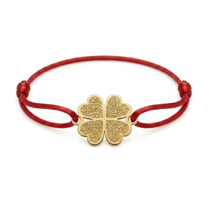 Červený náramok so zlatým štvorlístkom1