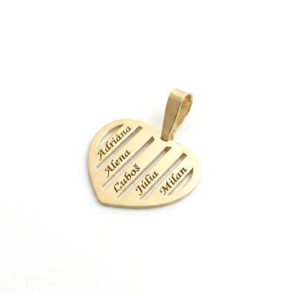 Zlatý prívesok pásikavé srdiečko.