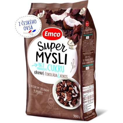 Emco Super mysli bez přidaného cukru čokoláda kokos 500g