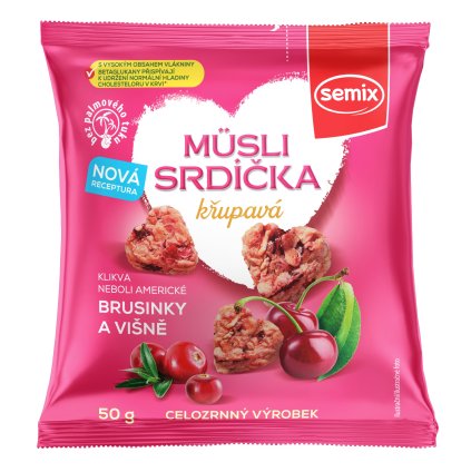 Semix Müsli srdíčka s klikvou a višněmi 50g