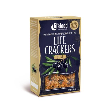 Lifefood LIFE CRACKERS BIO RAW Olivové 90g