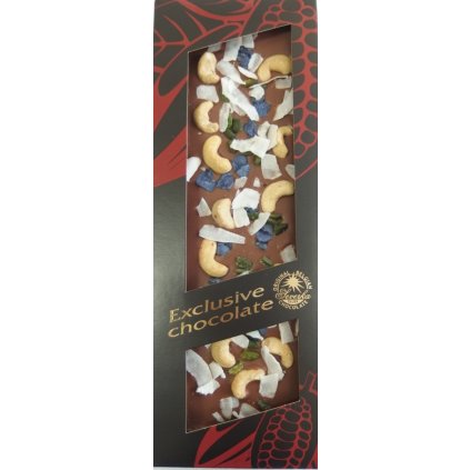 T-severka Tabulková čokoláda exclusive-kešu, pistácie, fialky, kokos mléčná 130g