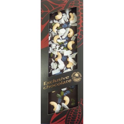 T-Severka Tabulková čokoláda exclusive-kešu, pistácie, fialky, kokos hořká 130g