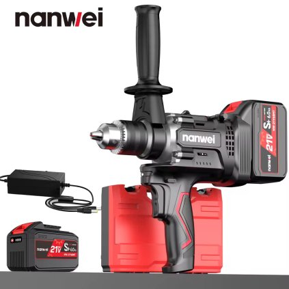 Aku míchadlo NANWEI Nová 21V bezuhlíková elektrická vrtačka 16MM Akumulátorová vrtačka 220N/m s rukojetí