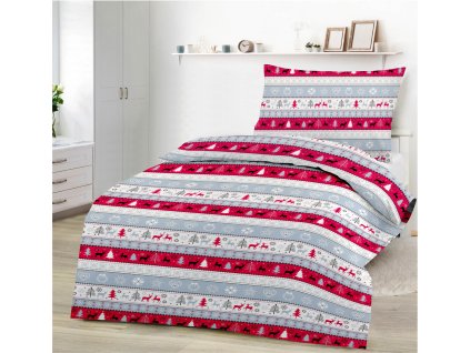 KARÁCSONY Piros pamut lepedő DeLuxe