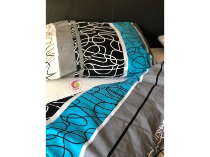 KÉK-FEKETE-SZÜRKE Pamut ágynemű DeLuxe (Ágynemű mérete 140x200 cm, A csomag tartalma Készletcsomagolás)