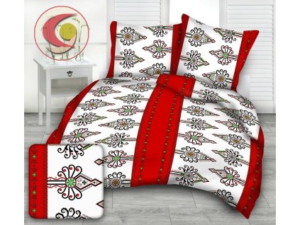 ORNAMENTS Piros pamut ágynemű DeLuxe (Ágynemű mérete 140x200 cm, A csomag tartalma Készletcsomagolás)