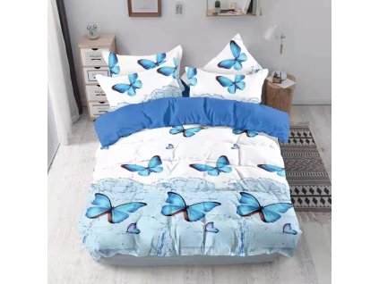 Pillangó kék fotó ágynemű 140x200 cm (Ágynemű mérete 140x200 cm, A csomag tartalma 7 Készletcsomagolás)