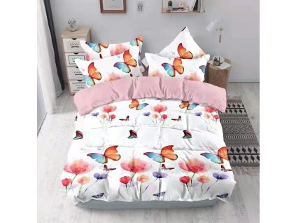 Pillangó rózsaszín - narancssárga fotó ágynemű 140x200 cm (Ágynemű mérete 140x200 cm, A csomag tartalma 7 Készletcsomagolás)