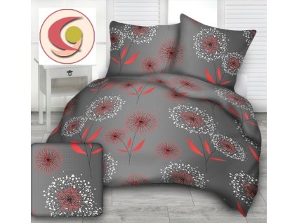 Pitypang piros pamut ágynemű DeLuxe (Ágynemű mérete 140x200 cm, A csomag tartalma Készletcsomagolás)