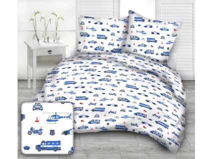 POLICE WHITE gyermek pamut ágynemű (Ágynemű mérete 140x200 cm, A csomag tartalma Készletcsomagolás)