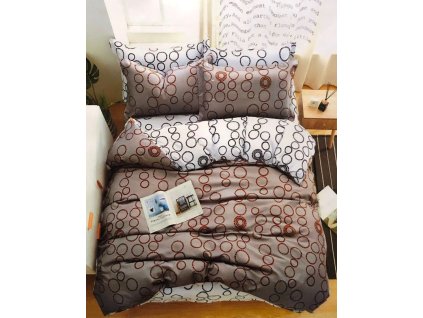 SOFT BROWN CIRCLES fotó ágynemű 140x200 cm 7 készlet csomag (Ágynemű mérete 140x200 cm, A csomag tartalma 7 Készletcsomagolás)