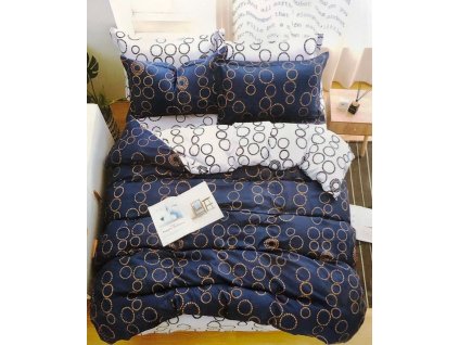 Sötétkék CIRCLES fotó ágynemű 140x200 cm 7 szett csomag (Ágynemű mérete 140x200 cm, A csomag tartalma 7 Készletcsomagolás)
