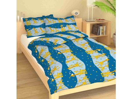 ZIRAFKY gyermek pamut ágynemű kék (Ágynemű mérete 90x135 cm, A csomag tartalma Készletcsomagolás)