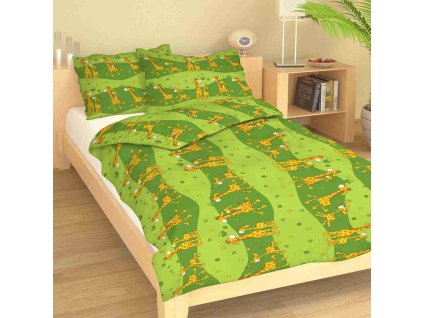 ZSIRÁF gyermek pamut ágynemű zöld (Ágynemű mérete 90x135 cm, A csomag tartalma 2 Készletcsomagolás)