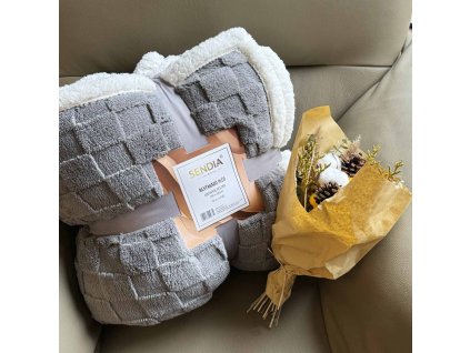 Takaró kocka báránnyal Szürke