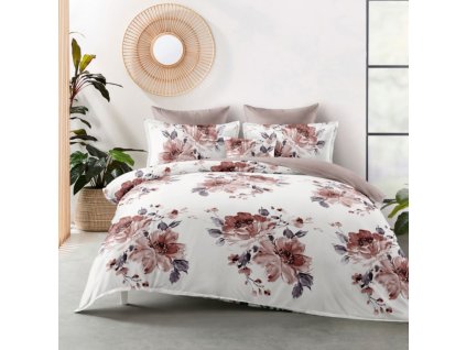 FLOWER RED-BLUE fordítható flanel ágynemű DeLuxe