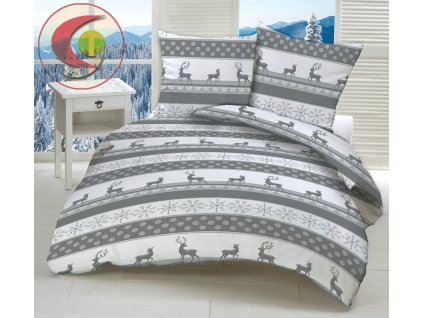 Csodálatos karácsonyi szürke pamut ágynemű DeLuxe 140x200 cm-es szett csomagolás (Ágynemű mérete 140x200 cm, A csomag tartalma Készletcsomagolás)