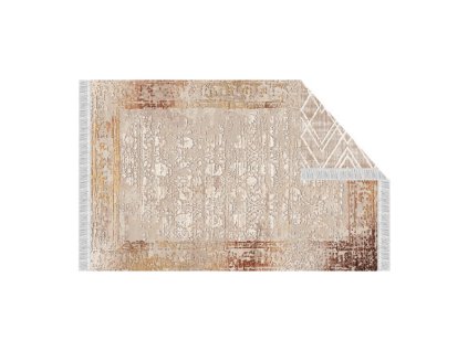 Obojstranný koberec, béžová/vzor, 80x150, NESRIN