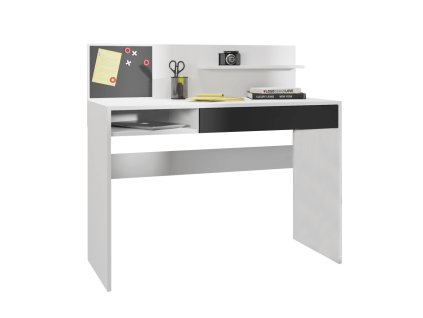 PC stôl s magnetickou tabuľou, biela/čierna, IMAN