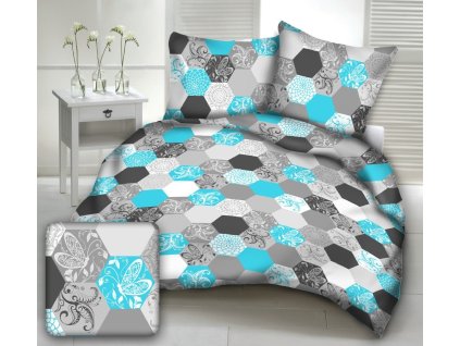 BLUE AND GREY bavlnená látka DeLuxe