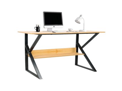 Písací stôl s policou, buk/čierna, TARCAL 140