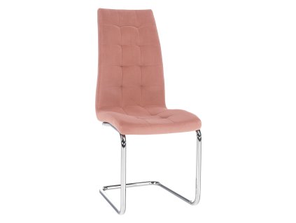 Jedálenská stolička, ružová Velvet látka/chróm, SALOMA NEW