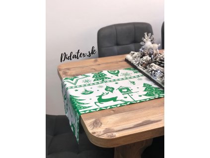 Vianočná štóla bavlnená - X-mas zelené