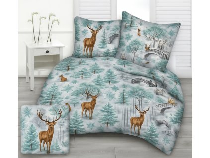 Zimný sen Zelená - detské bavlnené obliečky