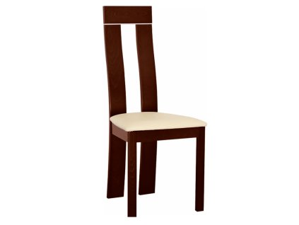 Drevená stolička, orech/ekokoža béžová, DESI
