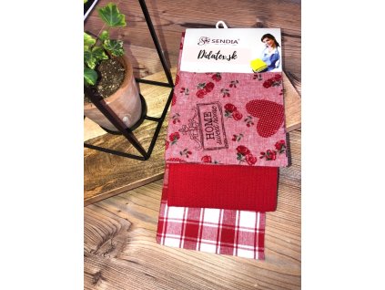 A-1 Kuchynské utierky 3 Set Home červená