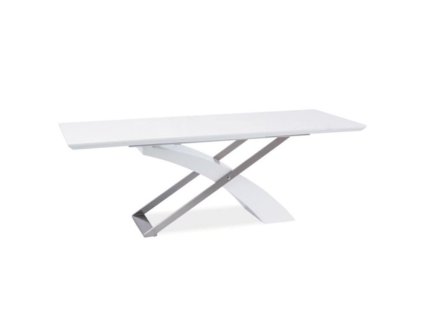 Jedálenský stôl, biela/biela extra vysoký lesk HG, 160-220x90 cm, KROS