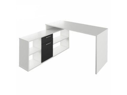 PC stôl, biela/čierna, NOE NEW