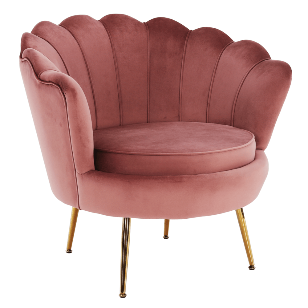 Fotografia produktu: Kreslo v štýle Art-deco, ružová Velvet látka/gold chróm-zlatý, NOBLIN
