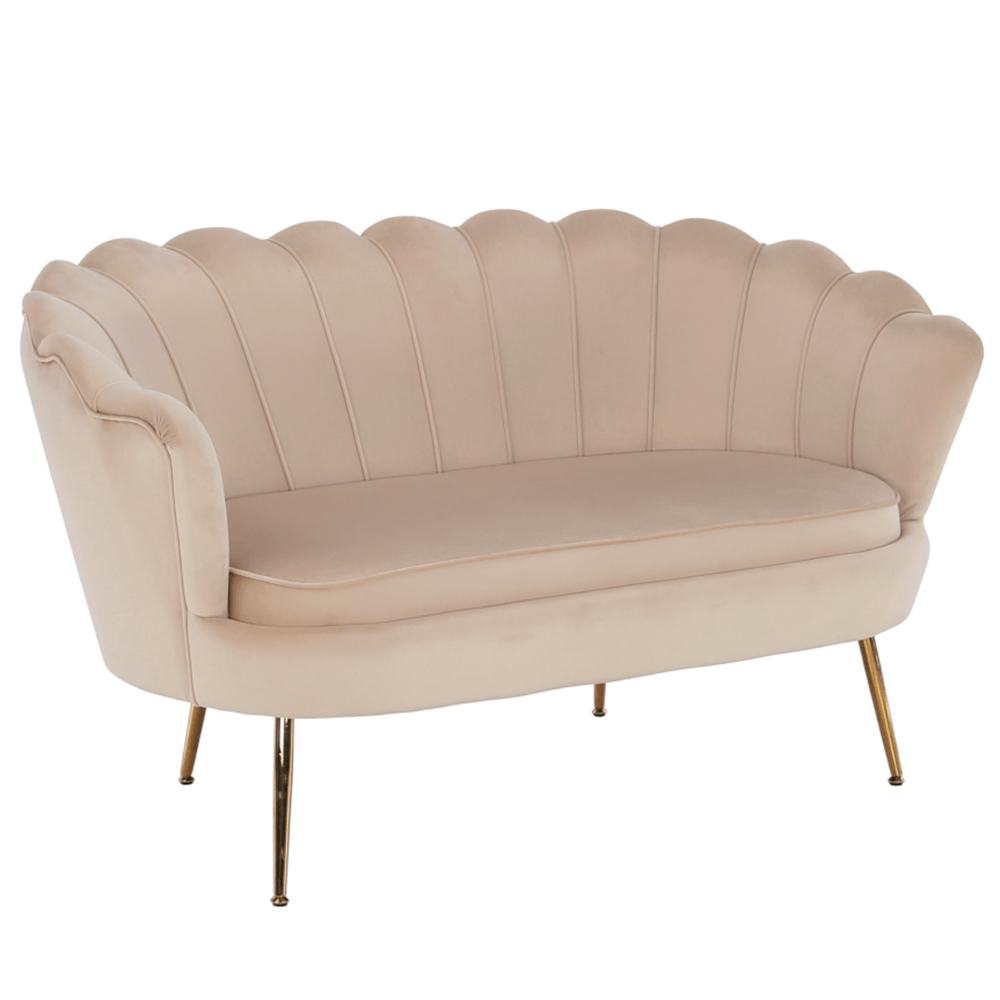 Fotografia produktu: Lavica v štýle Art-deco, béžová Velvet látka/gold chróm-zlatý, NOBLIN