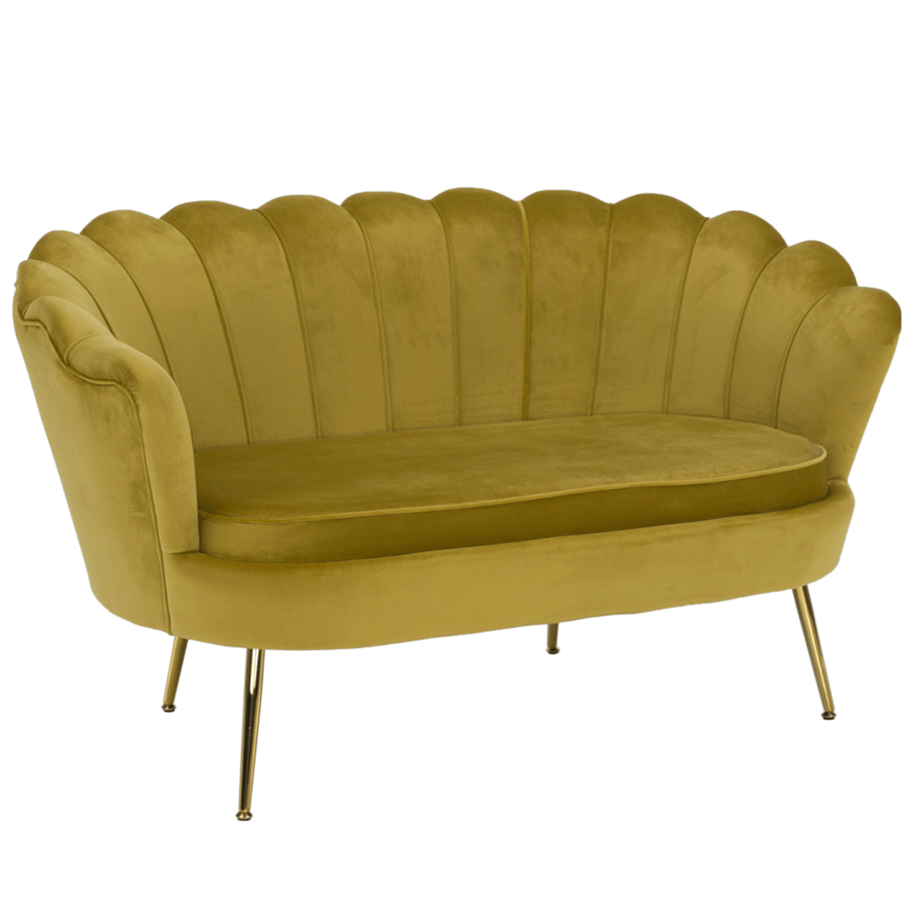 Fotografia produktu: Lavica v štýle Art-deco, horčicová Velvet látka/gold chróm-zlatý, NOBLIN