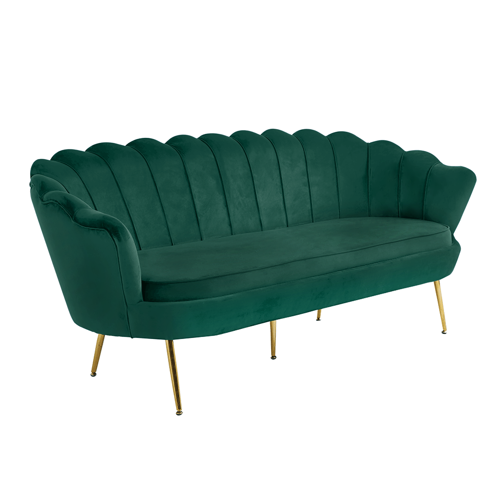 Fotografia produktu: Luxusná pohovka, 3-sed, smaragdová Velvet látka/chróm zlatý, štýl Art-deco, NOBLIN