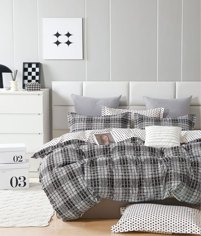 Fotografia produktu: Sendia Textil GREY KARO  flanelové obliečky DeLuxe Rozmer obliečok: 140x200 cm, Obsah balenia: 7 Set Balenie