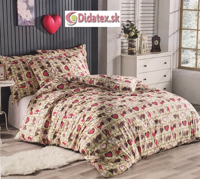Fotografia produktu: Didatex M- Hearts 4 bavlnené obliečky DeLuxe Obsah balenia: Francúzsky rozmer 1x 200x220 + 2x 70x90
