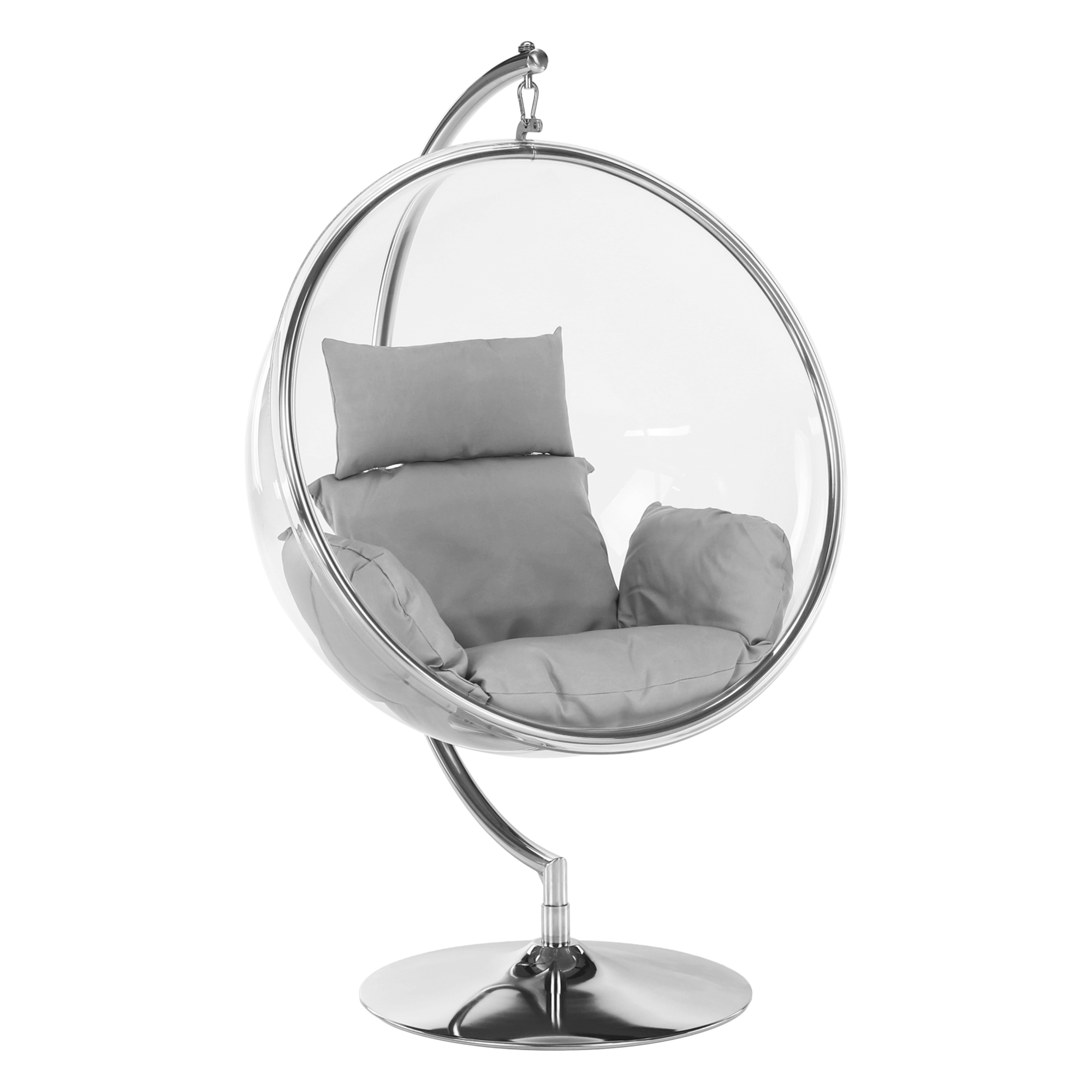 Fotografia produktu: Závesné kreslo so stojanom, transparentná/strieborná/sivá, BUBBLE NEW TYP 3