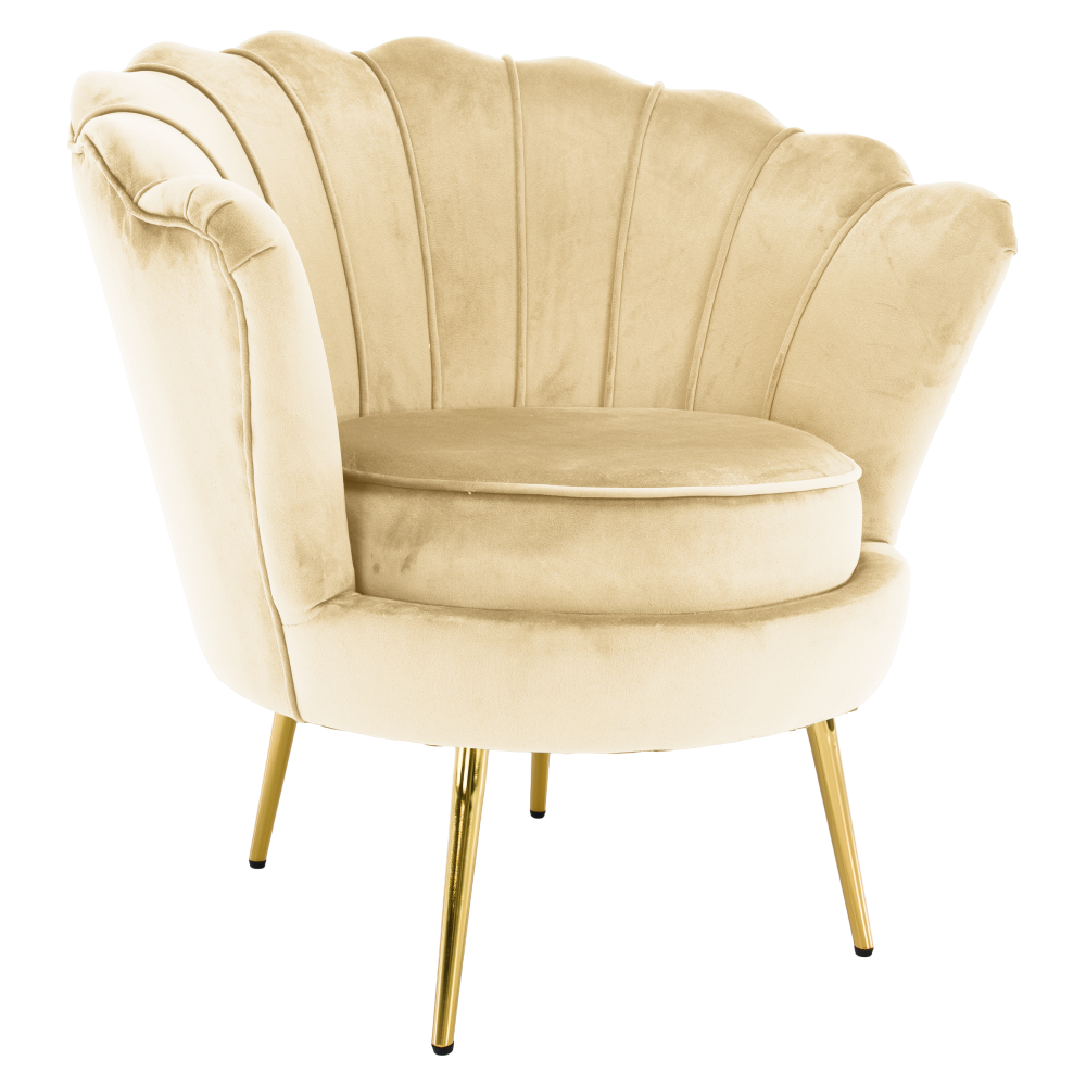 Fotografia produktu: Kreslo v štýle Art-deco, béžová Velvet látka/gold chróm zlatý, NOBLEO