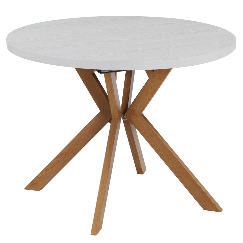 Fotografia produktu: Jedálenský rozkladací stôl, biela/dub, 100-250x75,5 cm, LUKOS