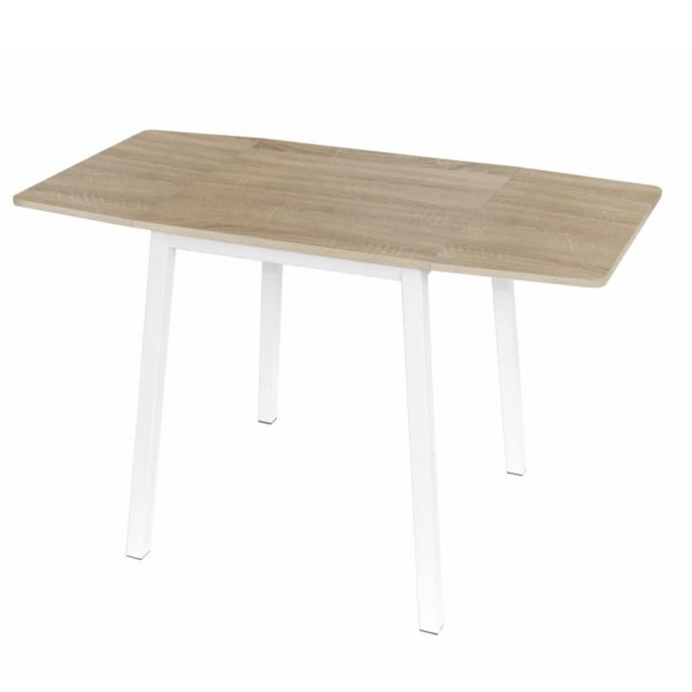 Fotografia produktu: Jedálenský stôl, MDF fóliovaná/kov, dub sonoma/biela, 60-120x60 cm, MAURO