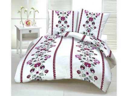 FOLK PURPLE STRIPES bavlněná látka DeLuxe