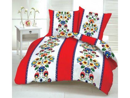 FOLK RED bavlněné povlečení DeLuxe