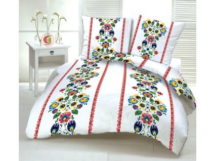 FOLK RED STRIPES bavlněná látka DeLuxe