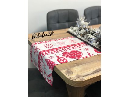 Vánoční štóla bavlněná - X-mas červené