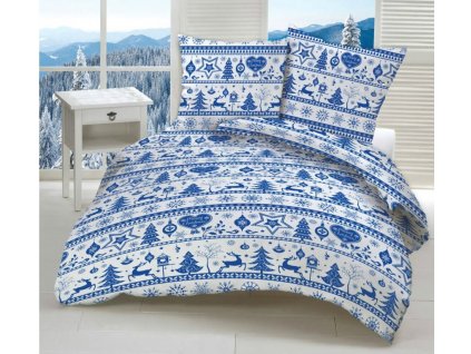 A1V- X-MAS MODRÉ bavlněné povlečení DeLuxe